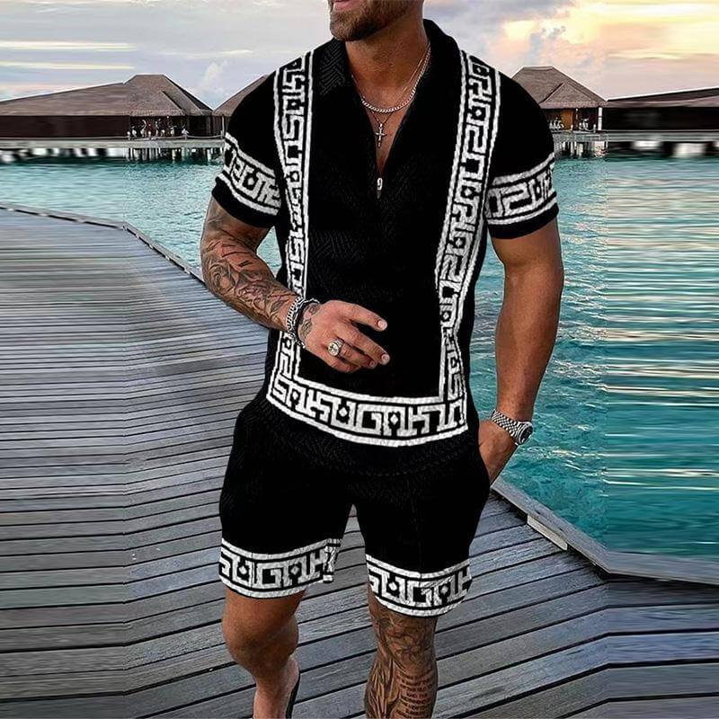 Men's Short Sleeve Polo Shirt Shorts Set 56444196YM-DESTINY