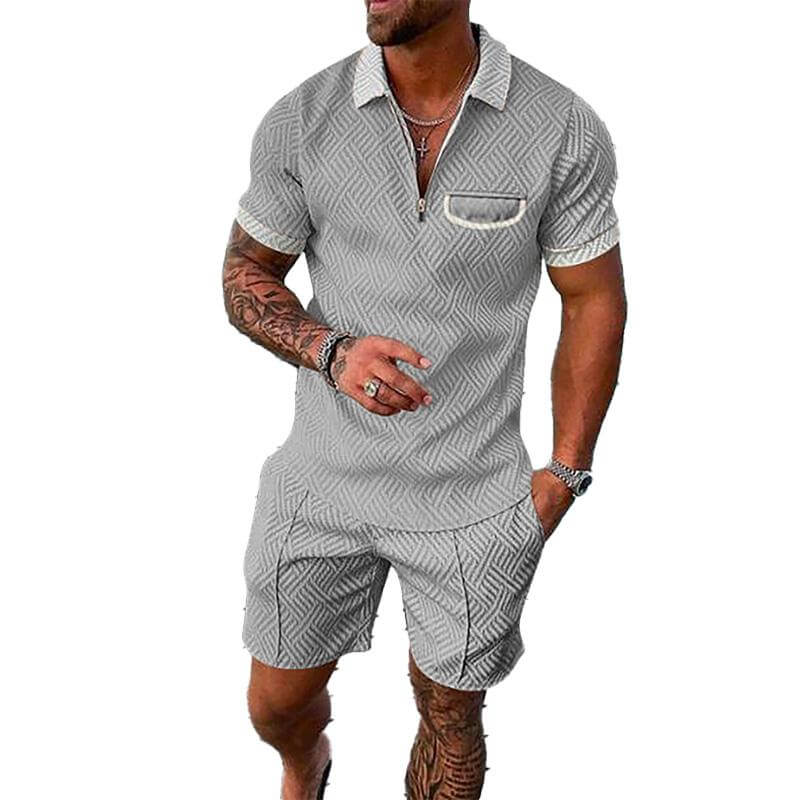 Men's Lapel Short Sleeve Shorts Set 15618236YM-DESTINY