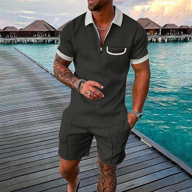 Men's Lapel Short Sleeve Shorts Set 15618236YM-DESTINY