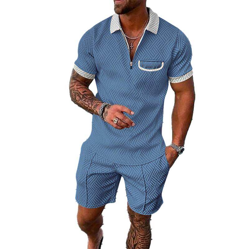 Men's Lapel Short Sleeve Shorts Set 15618236YM-DESTINY