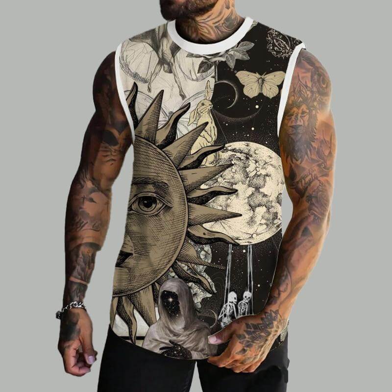 MEN'S BASIC PRINTED ROUND NECK VEST 33609798YM-DESTINY