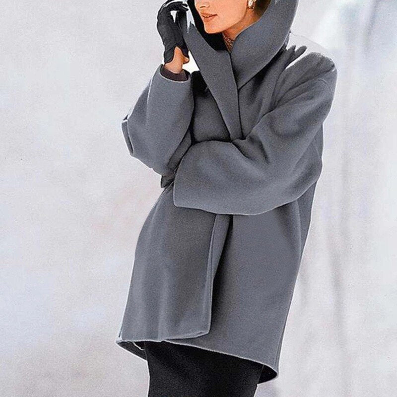 Wool-like coat with wide collar for women - High-quality craftsmanship for durability-DESTINY