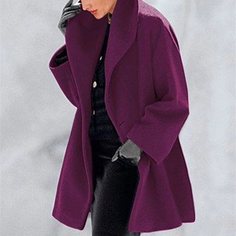 Wool-like coat with wide collar for women - High-quality craftsmanship for durability-DESTINY