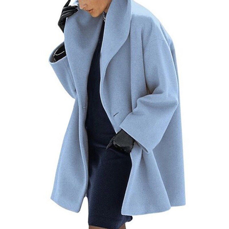 Wool-like coat with wide collar for women - High-quality craftsmanship for durability-DESTINY