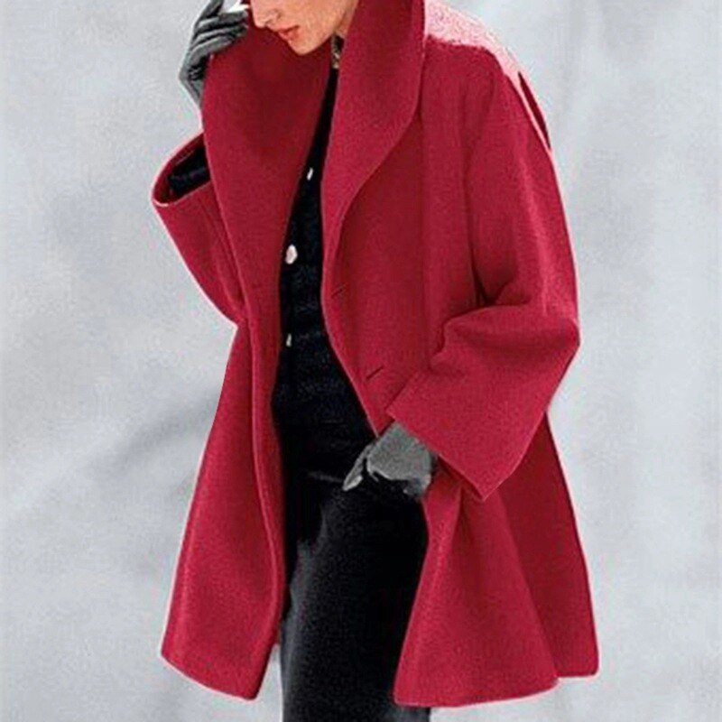 Wool-like coat with wide collar for women - High-quality craftsmanship for durability-DESTINY