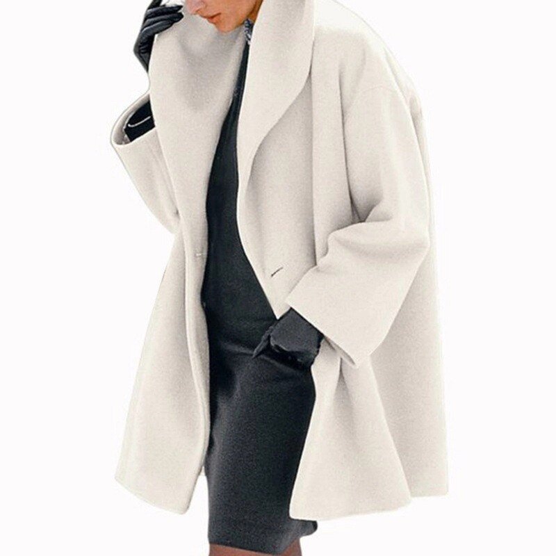Wool-like coat with wide collar for women - High-quality craftsmanship for durability-DESTINY