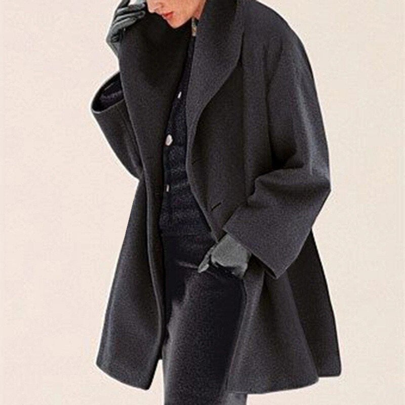 Wool-like coat with wide collar for women - High-quality craftsmanship for durability-DESTINY