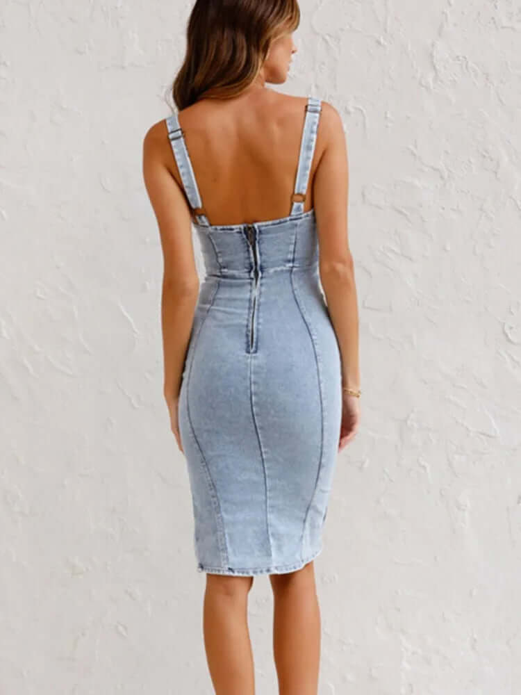 Ysabel - Denim dress with adjustable straps-DESTINY