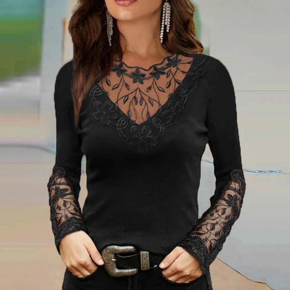 Ketty™ | V-neck Lace Blouse-DESTINY