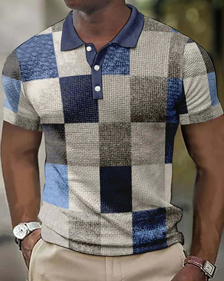 Zandas - short-sleeved polo shirt with checked print-DESTINY