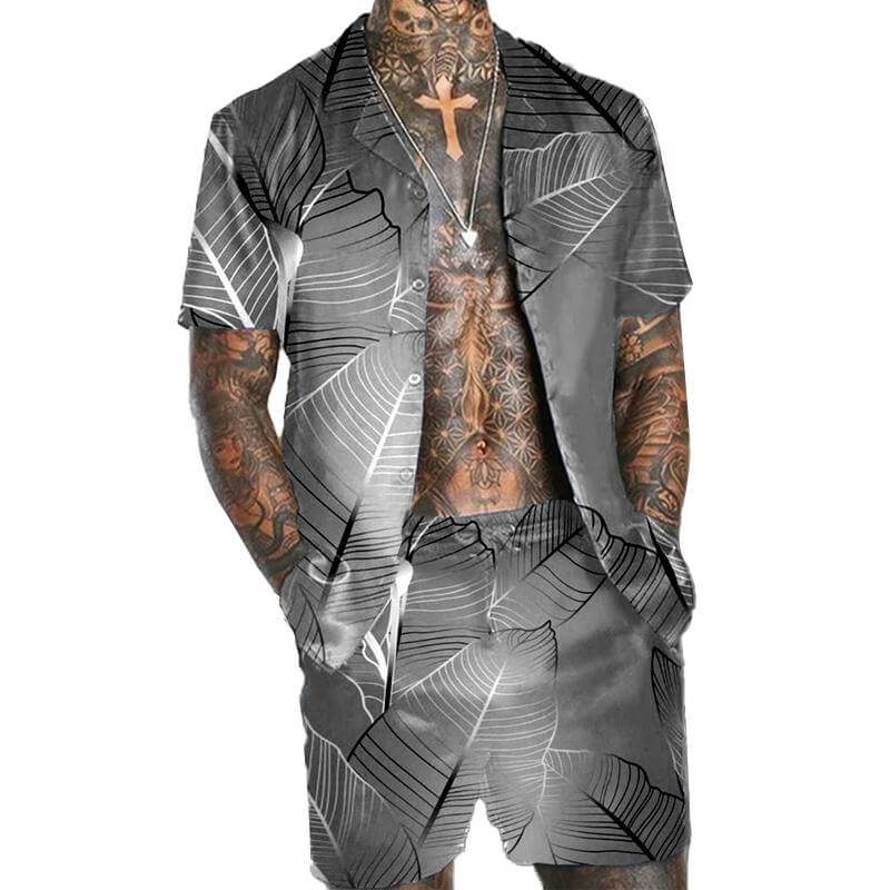 Men's Hawaiian Matching Set Print Two Piece Set 34633530L-DESTINY