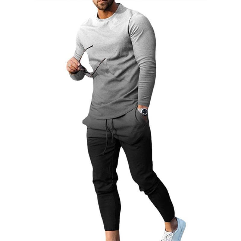 Men's Printed Casual Long Sleeve Trousers Set 90824898L-DESTINY