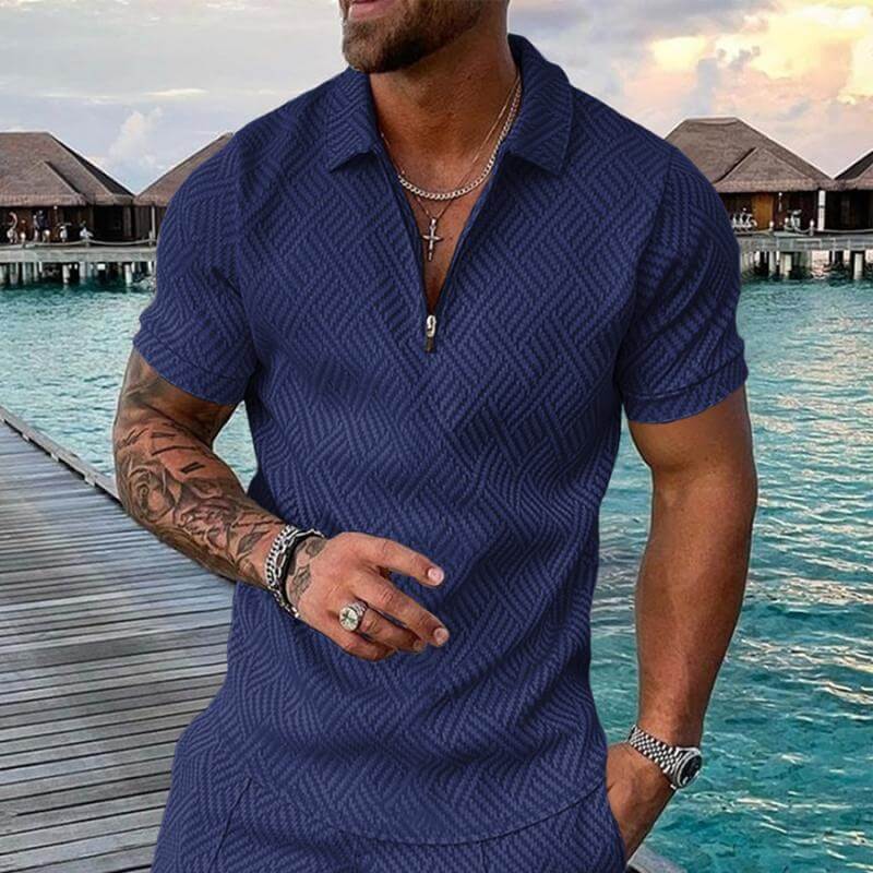 Men's Casual Lapel Printed Solid Color Polo Shirt 70788994L-DESTINY