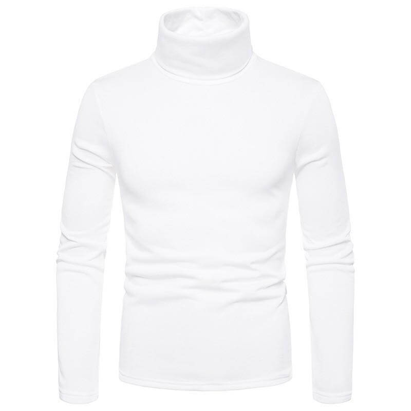 Men's Solid Color Fleece Pullover Turtleneck T-shirt Bottoming Shirt 08258439L-DESTINY