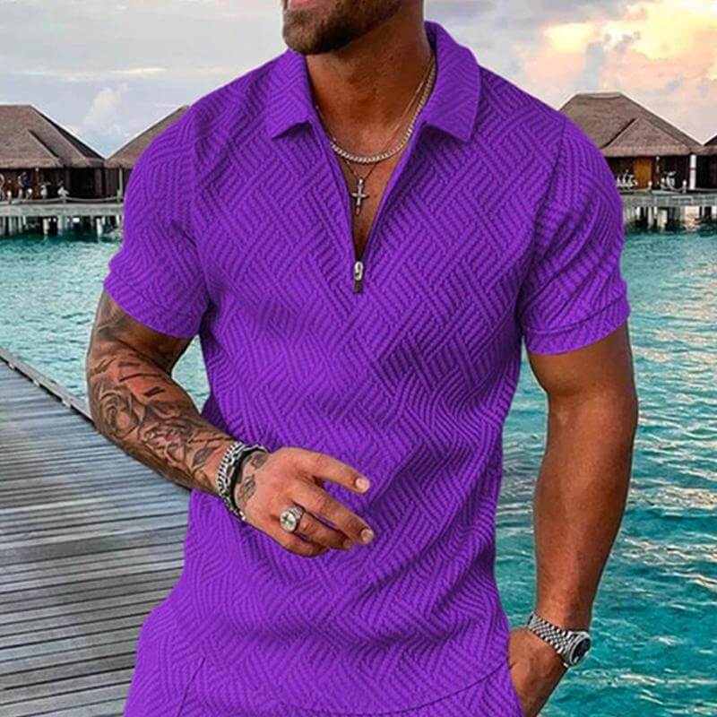 Men's Casual Lapel Printed Solid Color Polo Shirt 70788994L-DESTINY