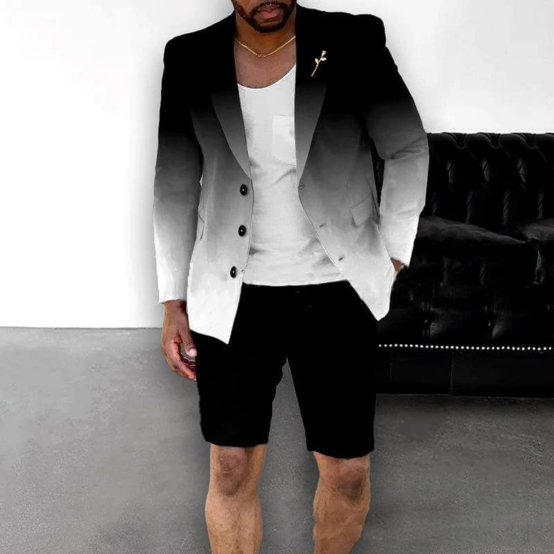 Men's Casual Gradient Suit Shorts Set 74991083L-DESTINY