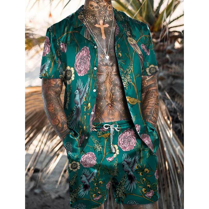 Men's Hawaiian Matching Set Print Two Piece Set 67782353L-DESTINY