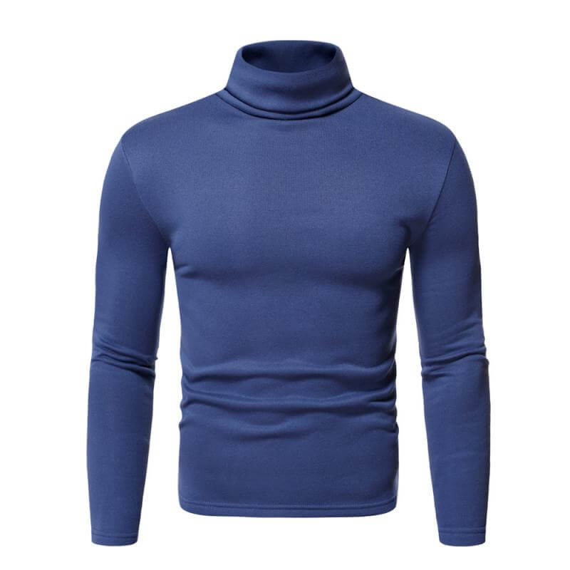 Men's Solid Color Fleece Pullover Turtleneck T-shirt Bottoming Shirt 08258439L-DESTINY