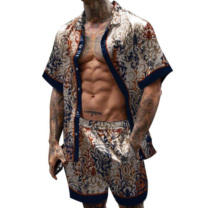 Floral Print Short Sleeve Shirt Shorts Set 53766996L-DESTINY