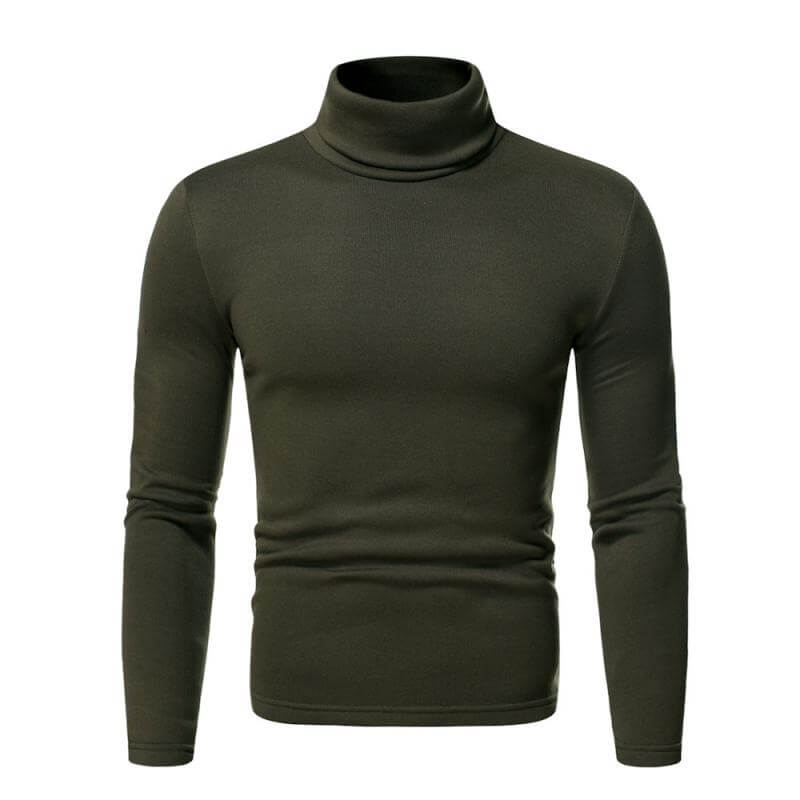 Men's Solid Color Fleece Pullover Turtleneck T-shirt Bottoming Shirt 08258439L-DESTINY