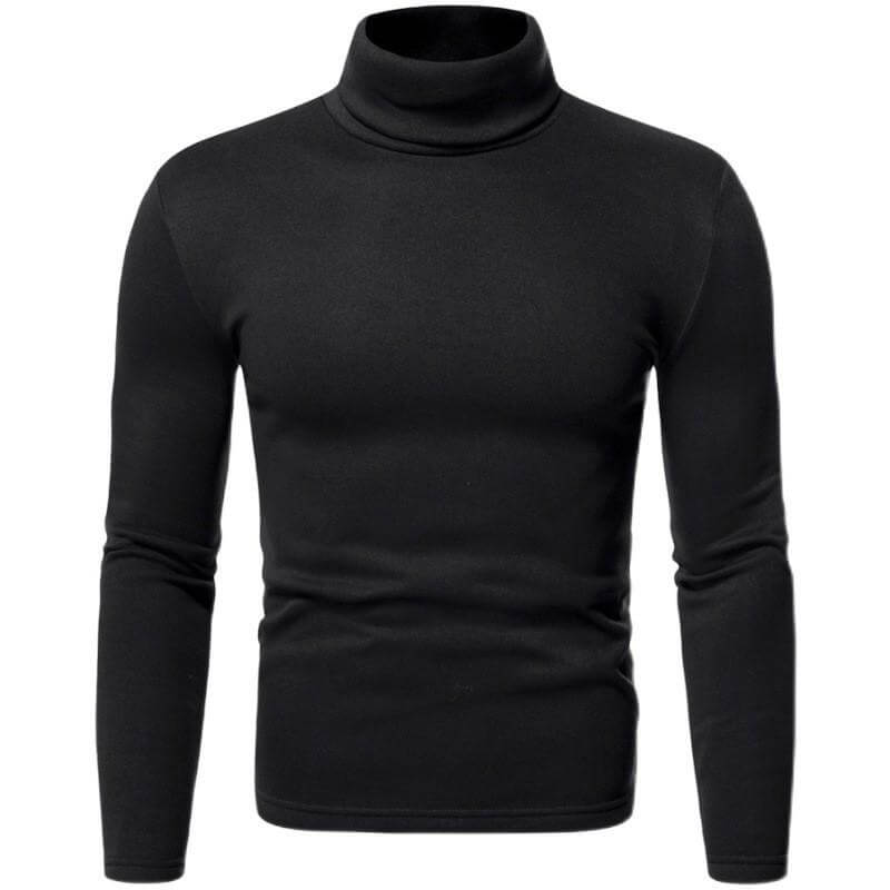 Men's Solid Color Fleece Pullover Turtleneck T-shirt Bottoming Shirt 08258439L-DESTINY