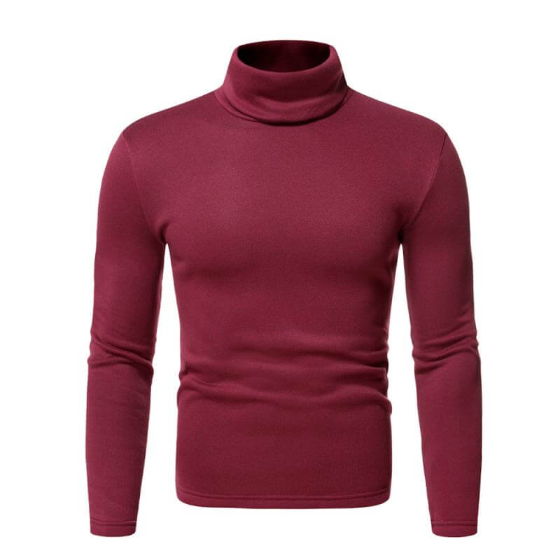 Men's Solid Color Fleece Pullover Turtleneck T-shirt Bottoming Shirt 08258439L-DESTINY