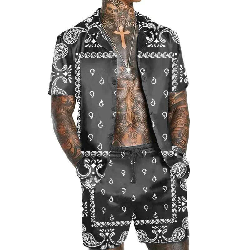 Men's Hawaiian Matching Set Print Two Piece Set 92375680L-DESTINY