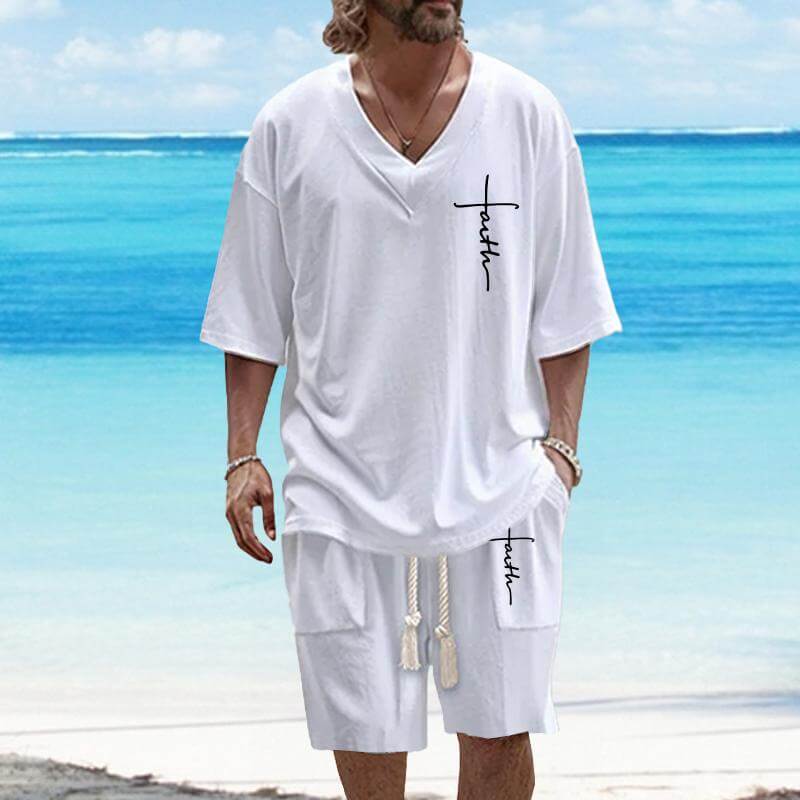 Men's Art Casual Printed Short Sleeve Set 16924391L-DESTINY