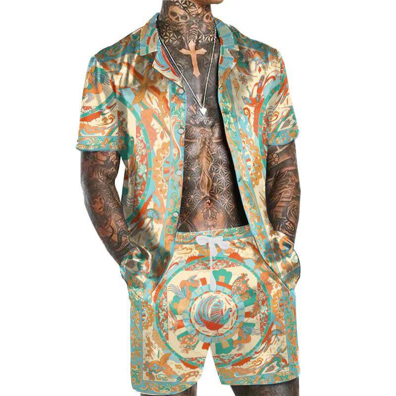 Men's Casual Short Sleeve Shirt Set 74034581L-DESTINY