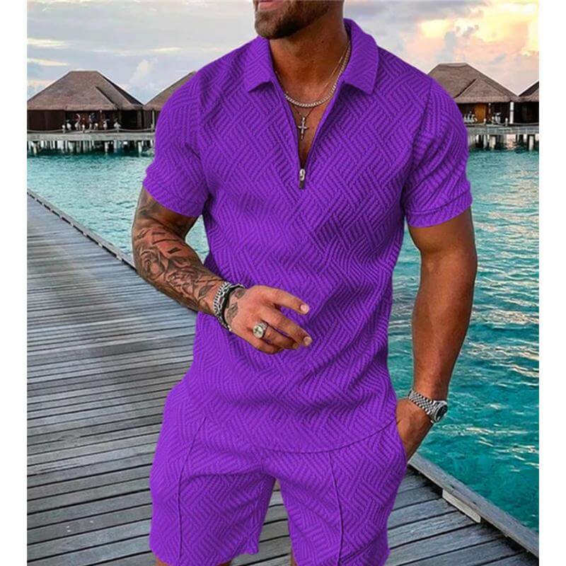 Men's Casual Set Polo Collar Short Sleeve Set 88396753L-DESTINY