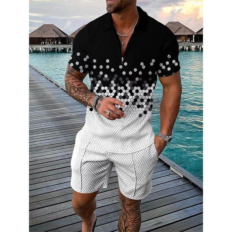 Men's Casual Set Polo Collar Short Sleeve Set 75414648L-DESTINY