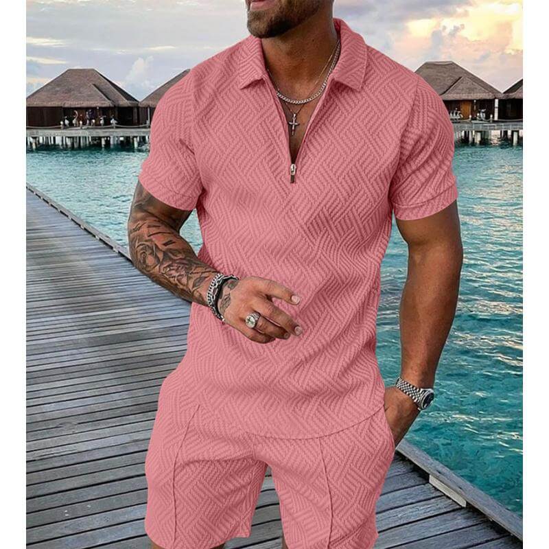 Men's Casual Set Polo Collar Short Sleeve Set 88396753L-DESTINY