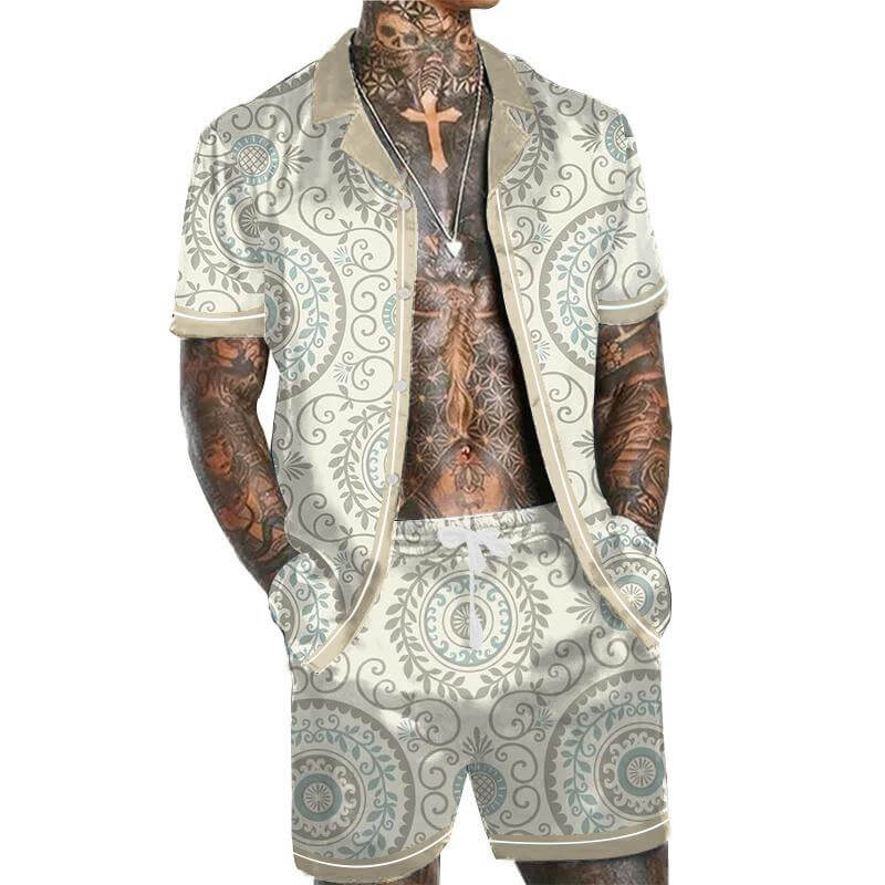 Men's Casual Short Sleeve Shirt Set 37560386L-DESTINY