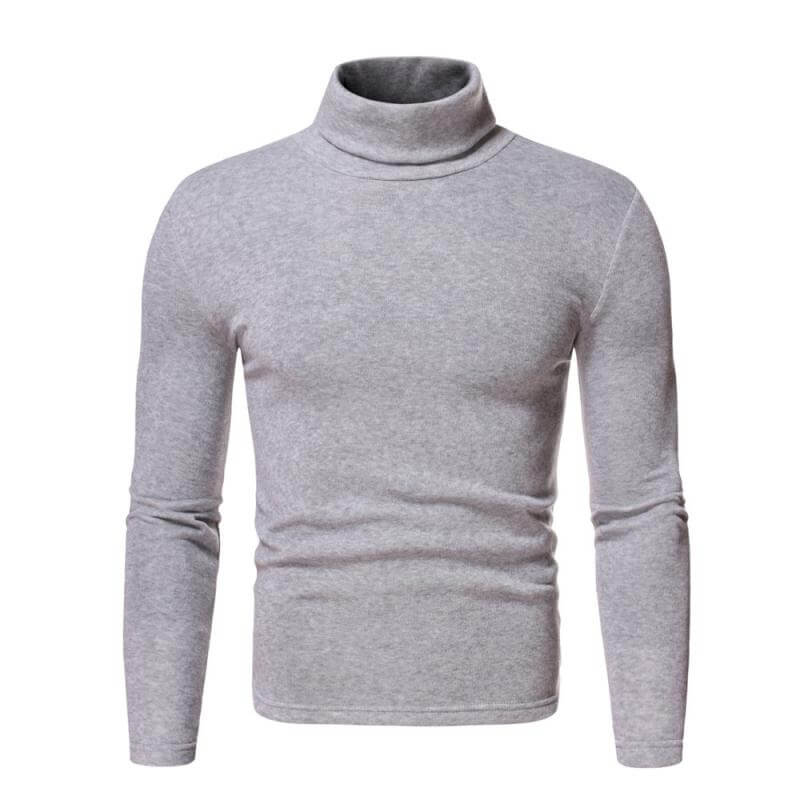 Men's Solid Color Fleece Pullover Turtleneck T-shirt Bottoming Shirt 08258439L-DESTINY