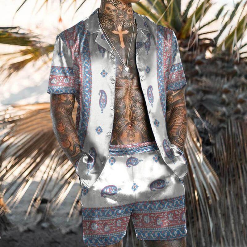 Men's Vintage Print Two Piece Set 53527554L-DESTINY