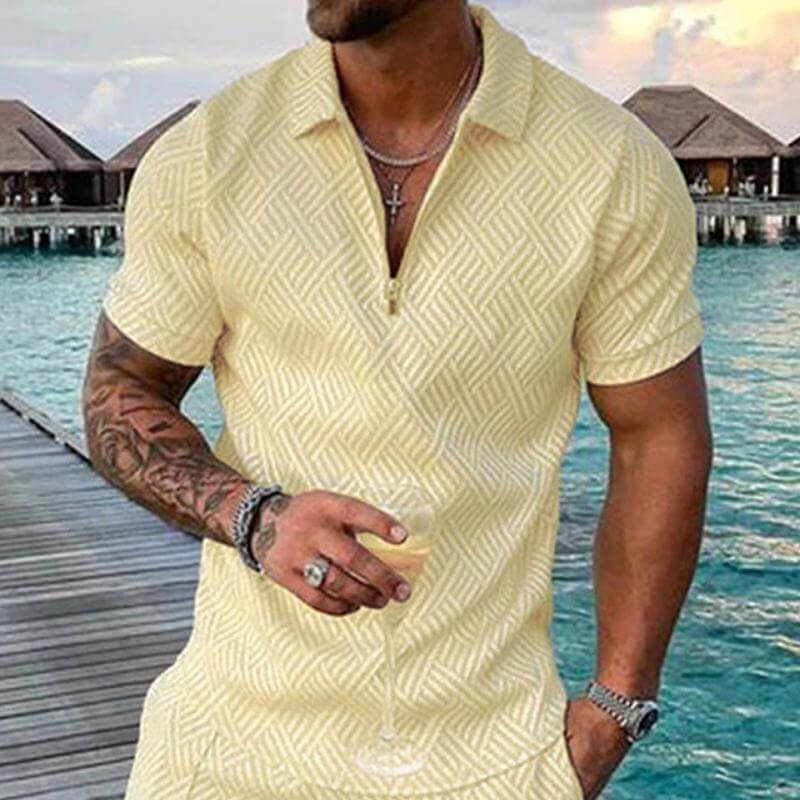 Men's Casual Lapel Printed Solid Color Polo Shirt 70788994L-DESTINY