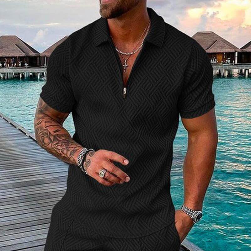 Men's Casual Lapel Printed Solid Color Polo Shirt 70788994L-DESTINY