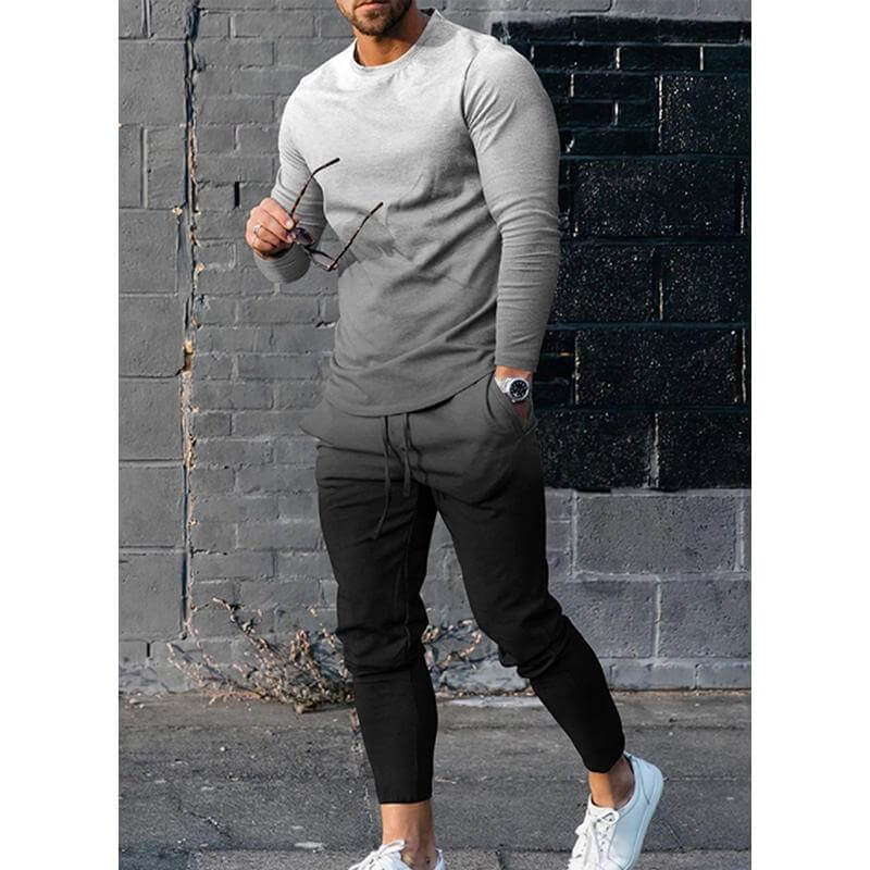 Men's Printed Casual Long Sleeve Trousers Set 90824898L-DESTINY