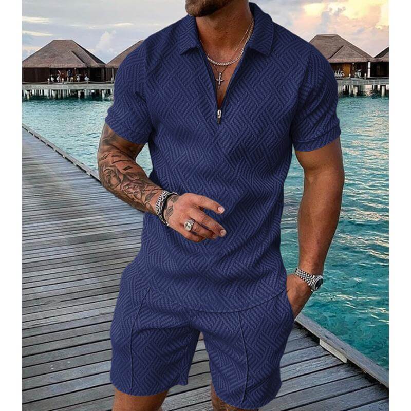 Men's Casual Set Polo Collar Short Sleeve Set 88396753L-DESTINY