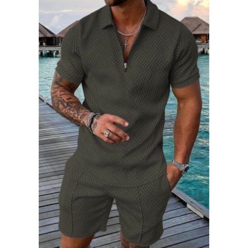 Men's Casual Set Polo Collar Short Sleeve Set 88396753L-DESTINY