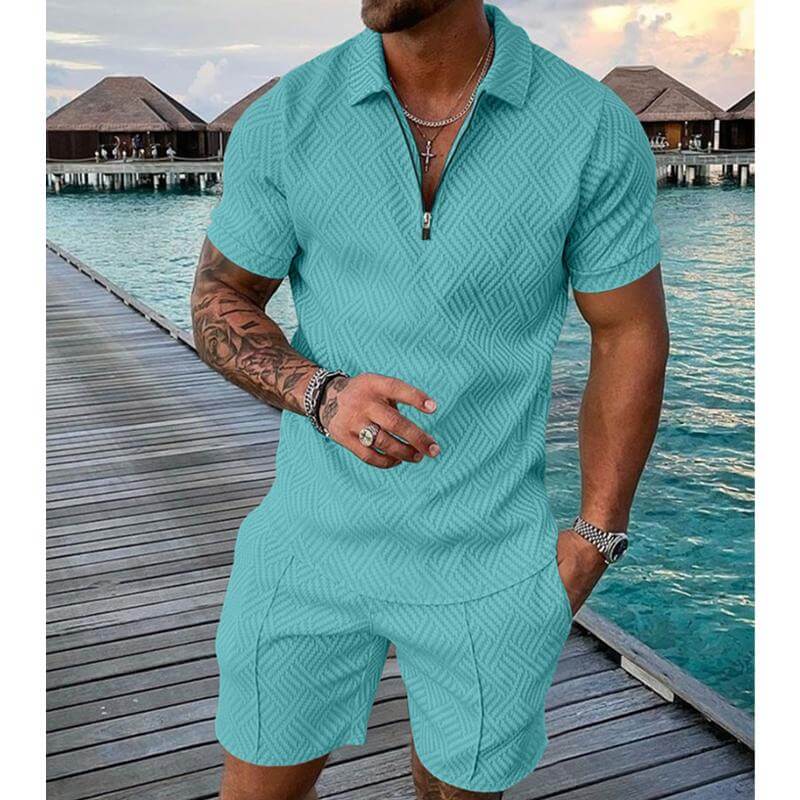 Men's Casual Set Polo Collar Short Sleeve Set 88396753L-DESTINY