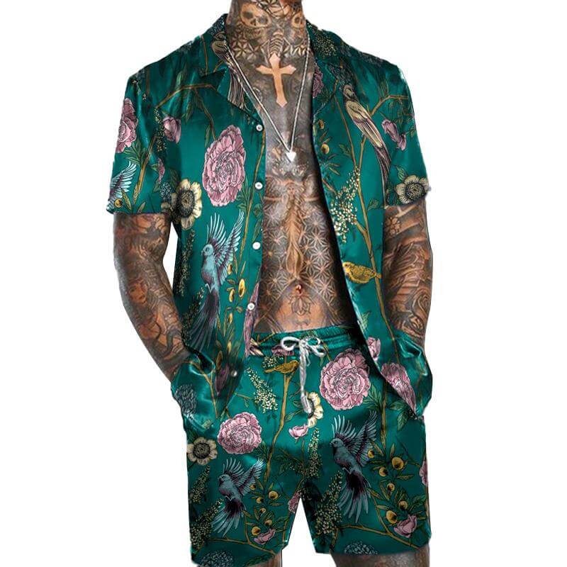 Men's Hawaiian Matching Set Print Two Piece Set 67782353L-DESTINY