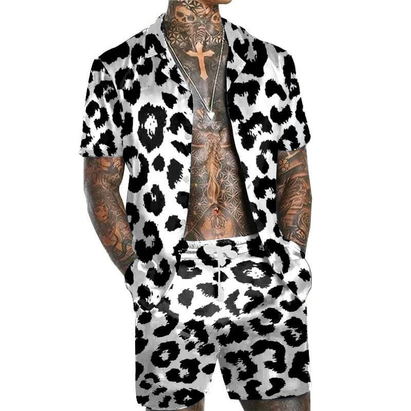 Men's Hawaiian Print Short Sleeve Shirt Set 74328011L-DESTINY