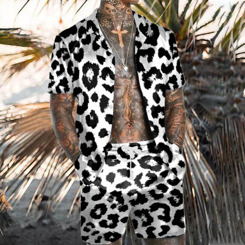 Men's Hawaiian Print Short Sleeve Shirt Set 74328011L-DESTINY