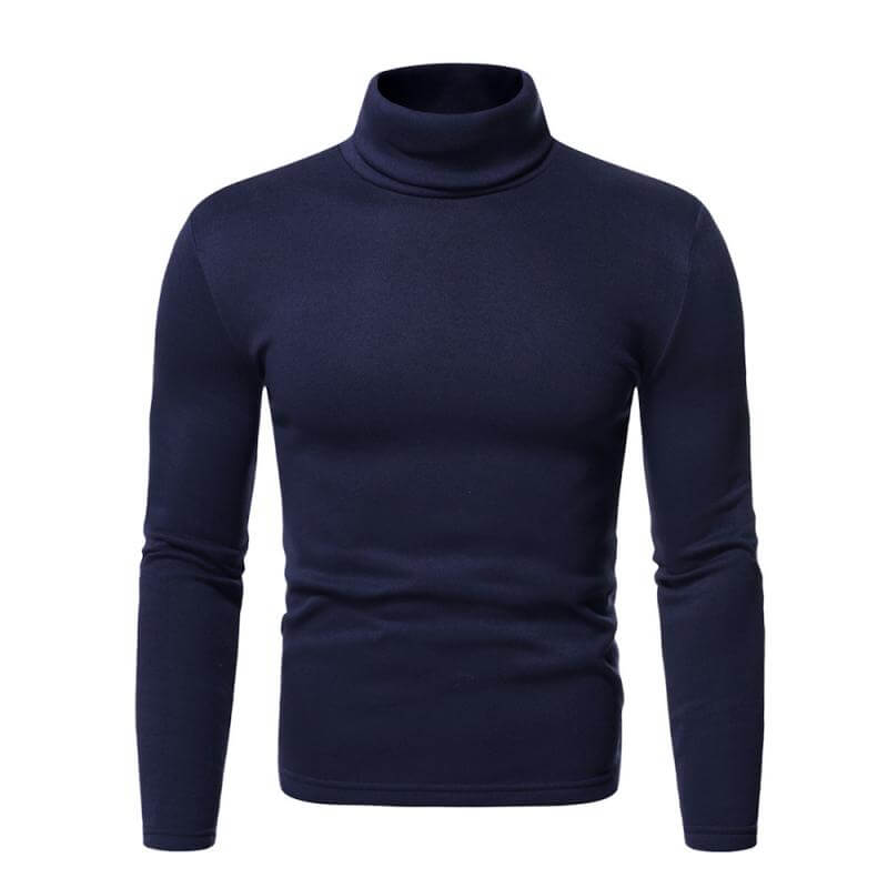 Men's Solid Color Fleece Pullover Turtleneck T-shirt Bottoming Shirt 08258439L-DESTINY