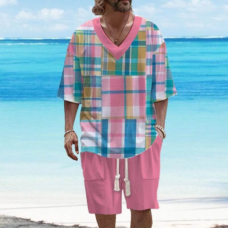 Men's Art Casual Printed Short Sleeve Set 20748454L-DESTINY