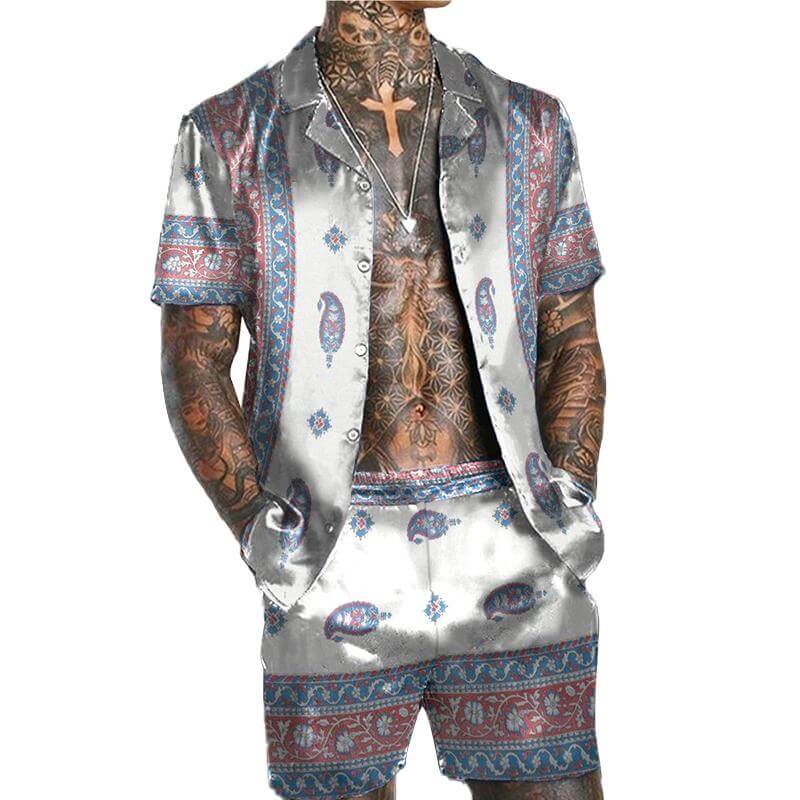 Men's Vintage Print Two Piece Set 53527554L-DESTINY