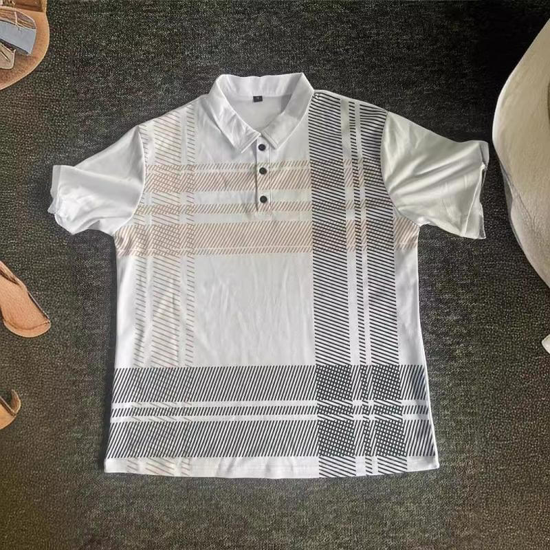 Men's Striped Print Sports Polo Shirt 98444483L-DESTINY