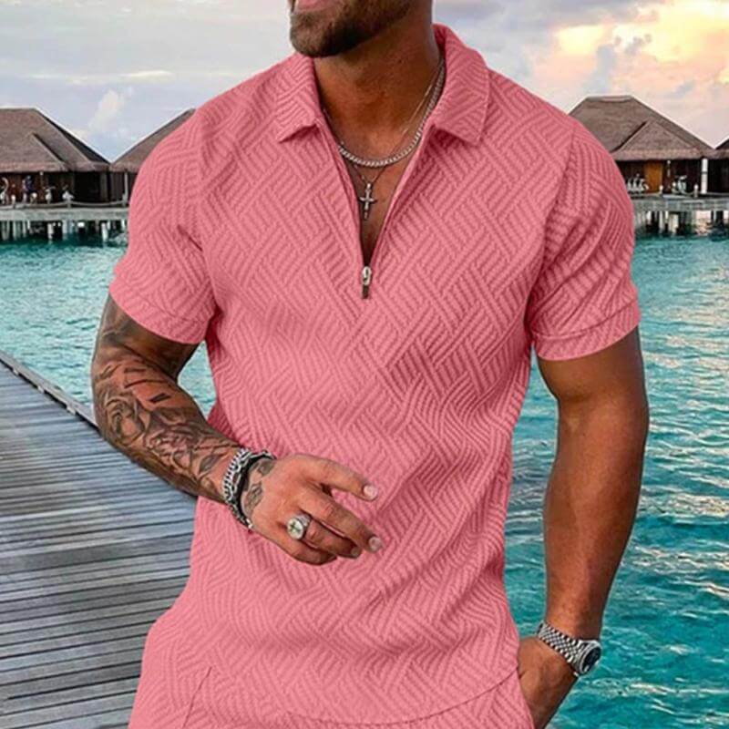 Men's Casual Lapel Printed Solid Color Polo Shirt 70788994L-DESTINY