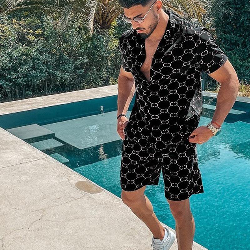 Quick-dry Printed Shirt Set 83392684L-DESTINY